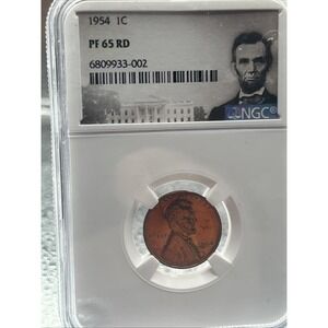 1954 Lincoln Penny PF65 RD NGC Certified 1c Wheat Penny Cent Portrait Label
